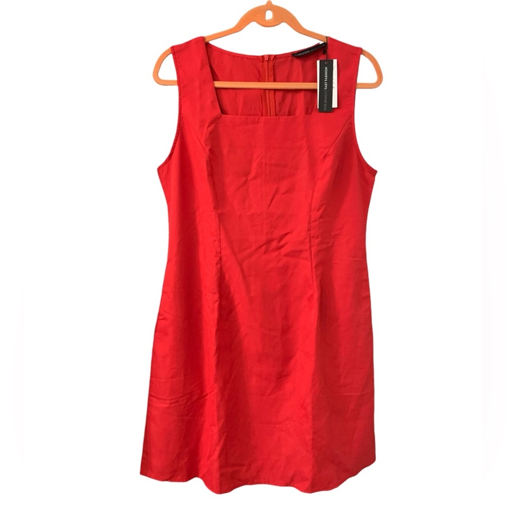NWT Red Sheath Sleeveless Dress with Side Pockets and Back Zipper, XL